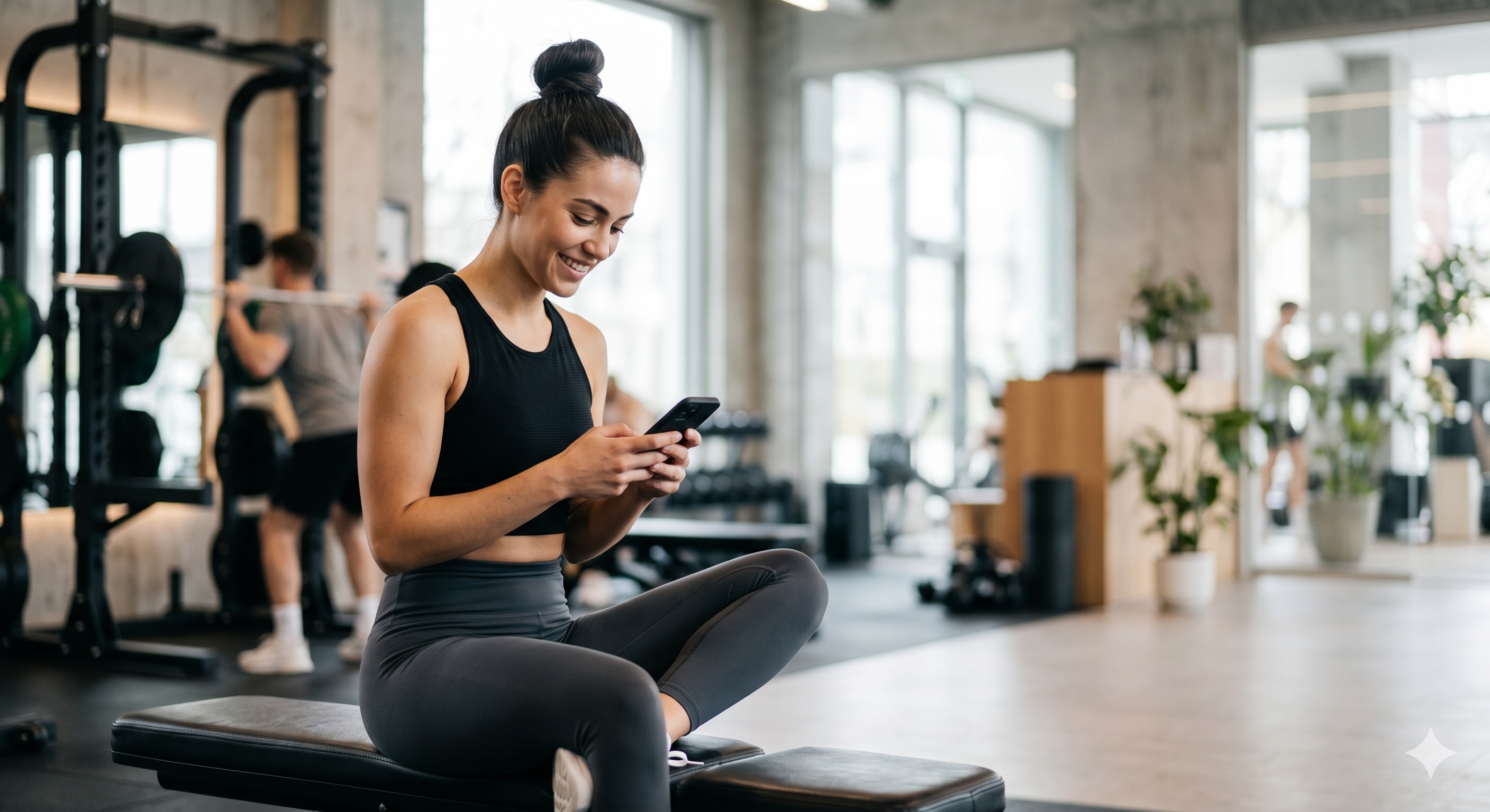Gym member checking branded mobile app